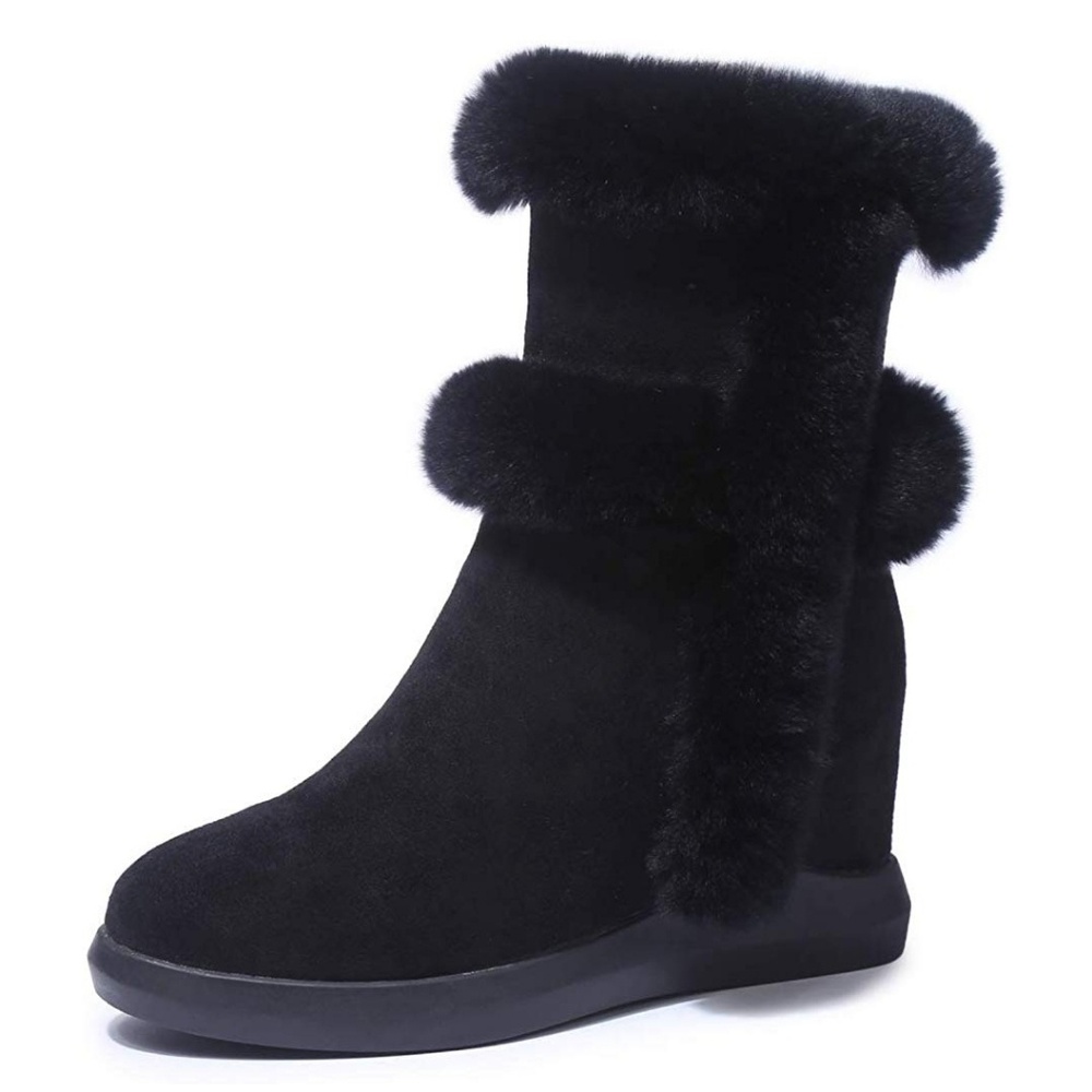 Womens Snow Wedge Winter Warm Faux Ankle Boots